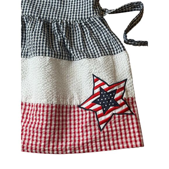 Counting Daisies 2T Red White Blue Gingham Seersucker Patriotic Flag Dress - Picture 5 of 7